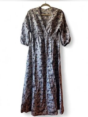 MNG Floral Maxi Dress - Blue, Maroon, Tan, White and Green - Size 4